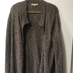CAbi grey and tan speckle sweater